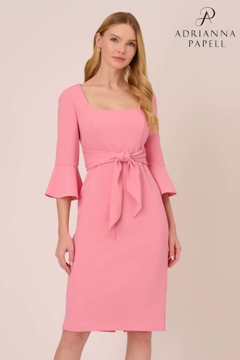 Adrianna Papell Pink Bell Sleeves Tie Front Dress (T55332) | £149