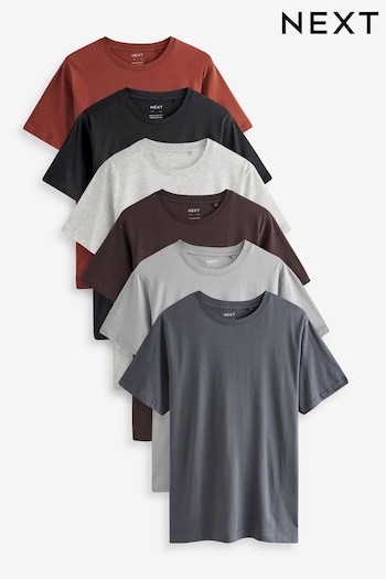 Brown/Rust/Black/Ecru Marl/Slate/Silver T-Shirts 6 Pack (T55582) | £45