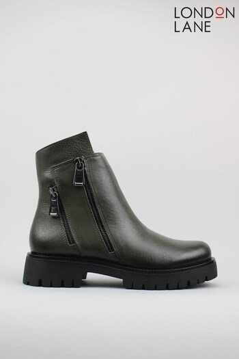 London Lane Grey Style Balham. Premium Leather Ankle Boots (T55654) | £70