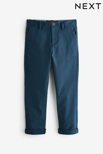 French Navy Blue Regular Fit Stretch Chino LOGO Trousers (3-17yrs) (T55746) | £11 - £16