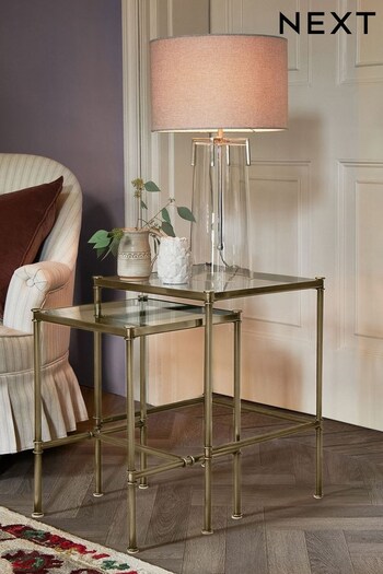 Brass Grand Country Glass Set of 2 Nest of Tables (T55756) | £299