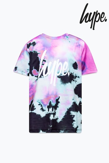 Hype. Girls Pink Tie Dye Script T-Shirt (T56666) | £18