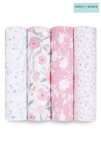 aden + anais ma fleur Large Cotton Muslin Blankets 4 Pack (T56911) | £50