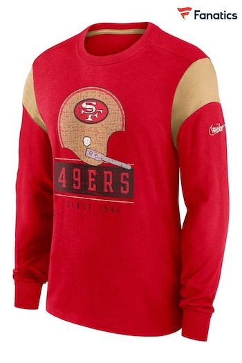 Nike Red Fanatics NFL San Francisco 49ers Nike Long Sleeves Historic Slub T-Shirt (T57330) | £45