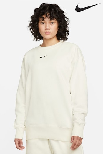 Nike store Cream Oversized Mini Swoosh Sweatshirt (T57428) | £55