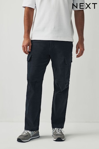 Navy Blue Straight Cotton Stretch Cargo Trousers (T57519) | £28