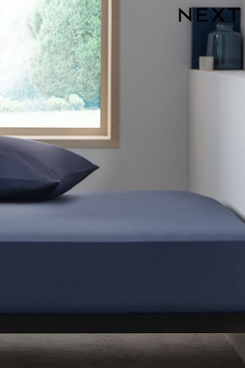 Navy Blue Easy Care Polycotton Fitted Sheet (T57551) | £6 - £13