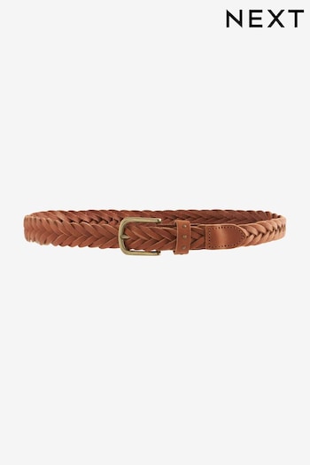 Tan Brown Plaited Leather Belt (T57623) | £16