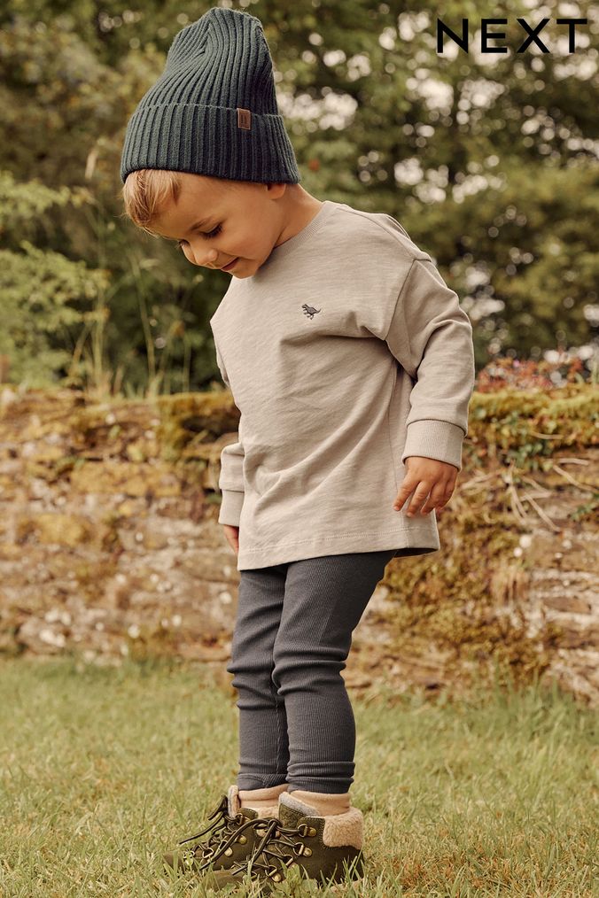 Charcoal Grey Long Sleeve T-Shirt And Leggings Set (3mths-7yrs) (T57790) | £10 - £14