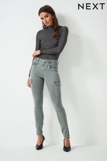 Sage Green Cargo Skinny Jeans (T57892) | £38
