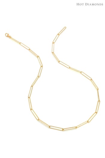 Hot Diamonds Gold Tone Embrace Square Wired 50cm Chain Necklace (T58163) | £70