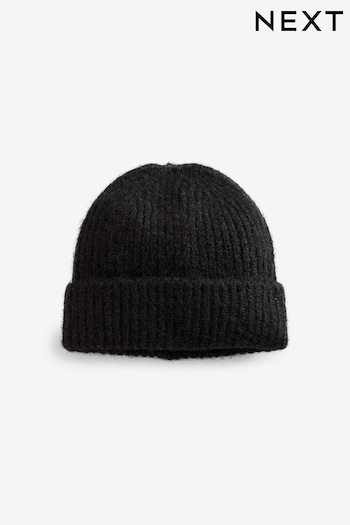 Black Knitted Beanie Hat (T58309) | £12