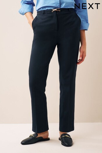 Navy Blue Belted Taper Trousers (T58419) | £36