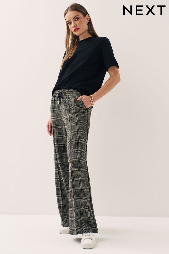Buy Women s Wide Leg Check Tartan Trousers Online Next UK