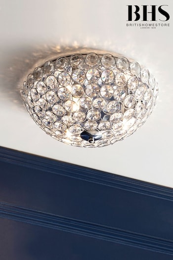 BHS Silver Ava Flush Ceiling Light (T58495) | £120