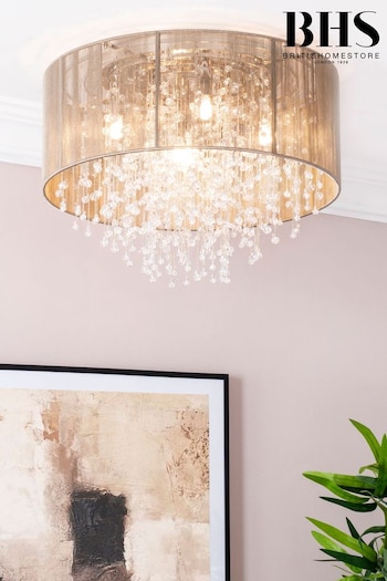 BHS Silver Viola Flush Ceiling Light (T58501) | £160