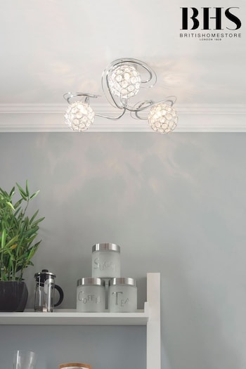 BHS Silver Orianna Flush Ceiling Light (T58560) | £80
