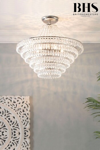 BHS Silver Ivy Large Flush Ceiling Light (T58566) | £220