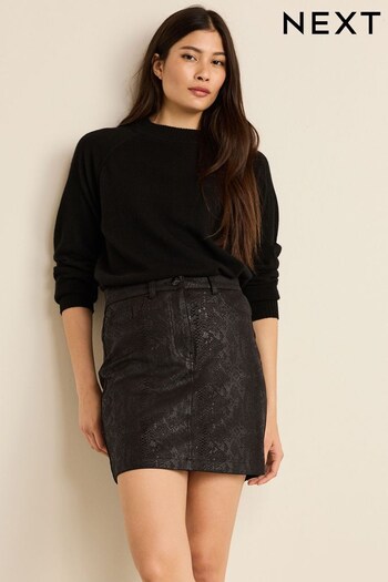 Black Coated Ponte Jersey Mini Skirt (T58622) | £22