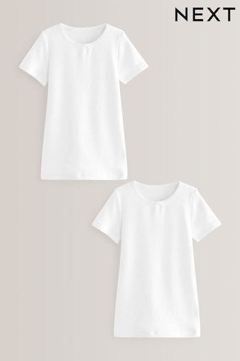 White Thermal 2 Pack Bow Trim T-Shirts (2-16yrs) (T58665) | £13 - £19