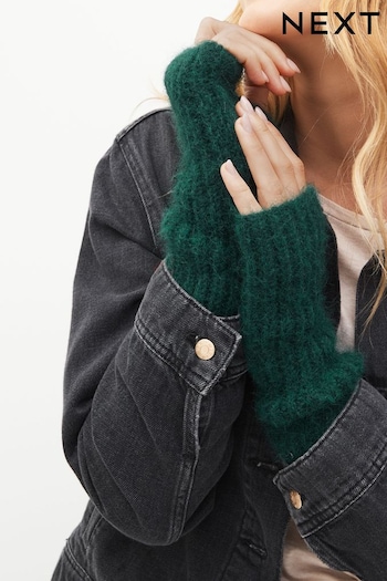 Green Knit Longline Handwarmers (T58815) | £12