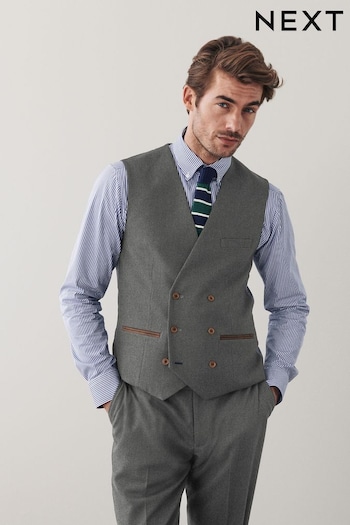 Grey Trimmed Donegal Fabric Suit Waistcoat (T59171) | £45