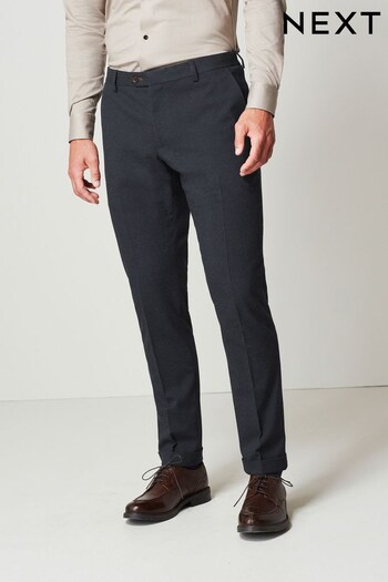 Navy Blue Herringbone Suit Trousers (T59174) | £45
