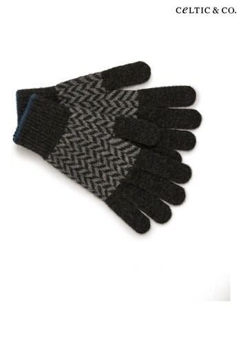 Celtic & Co. Mens Grey Lambswool Chevron Gloves (T59234) | £28