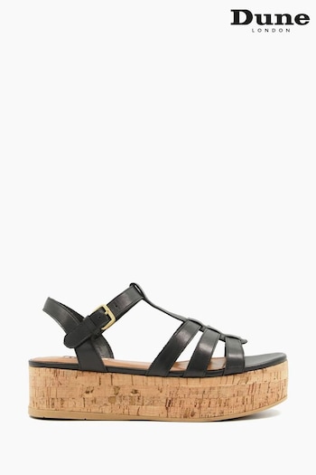 Dune London Lenson Fisherman Flatform Black Sandals (T59375) | £95