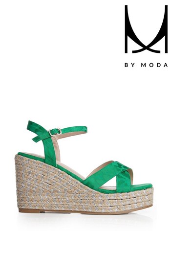 Mbymoda Square Toe Wedge Sandals With Cross Strap (T59385) | £69