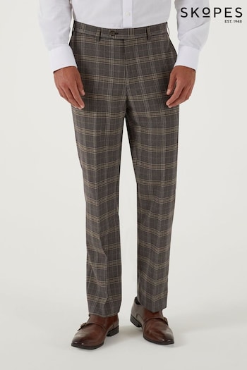 Skopes Ackley Brown Check Tailored Fit Suit Trousers (T59449) | £59
