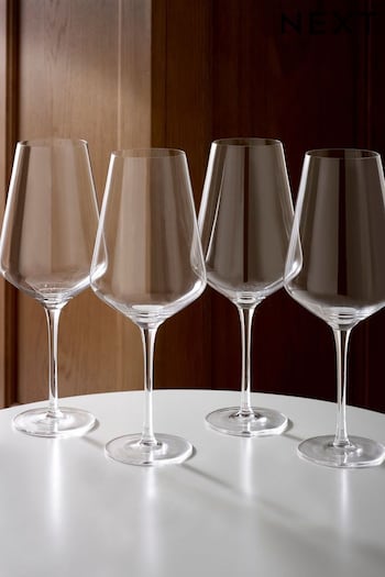 Clear Set of 4 Clear Belgravia Crystal Wine Glasses Set of 4 Red Wine Glasses (T59512) | £22