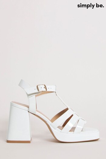 Simply Be Fisherman On A Platform Wide Fit Block Heel White Sandals (T59740) | £38