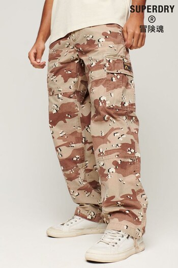 Superdry Organic Cotton Baggy Cargo Brown Trousers (T59743) | £60