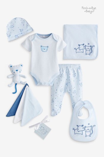 Rock-A-Bye Baby Boutique Blue Bear Print Cotton Baby Gift Set 10-Piece (T59746) | £36
