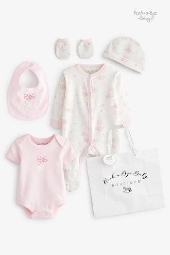 Rock-A-Bye Baby Boutique Pink Floral Print Cotton Gift Set 5-Piece (T59748) | £25