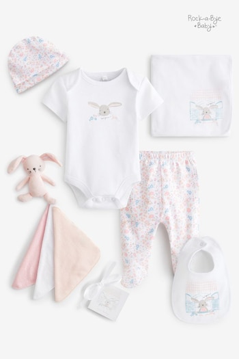 Rock-A-Bye Baby Boutique White Bunny Print Cotton Baby Gift Set 10-Piece (T59750) | £36