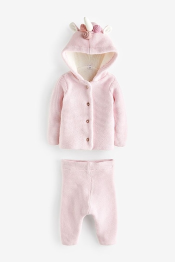 Bonjour Bebe Pink Unicorn Cotton Knitted 2-Piece Set (T59868) | £22