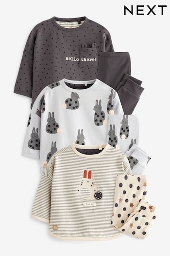 Monochrome Bunny 6 Piece Baby T-Shirts and Leggings Set (T59960) | £29 - £31