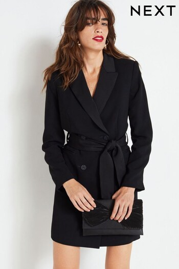 Black Tailored Tuxedo Blazer Dress (T59982) | £78