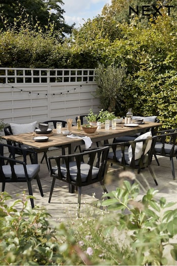 Black Sorrento Garden 6 To 8 Seater Extending Dining Table Set (T59998) | £1,850