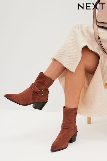 Rust Brown Forever Comfort® Western O Ring Detail Ankle Boots (T60008) | £75