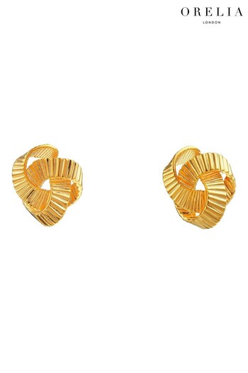 Orelia London Large Gold Tone Textured Knot Stud Earrings (T60018) | £30