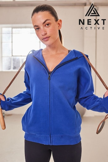 Cobalt Blue Atelier-lumieresShops Active Sports Longline Zip Through Hoodie (T60032) | £38