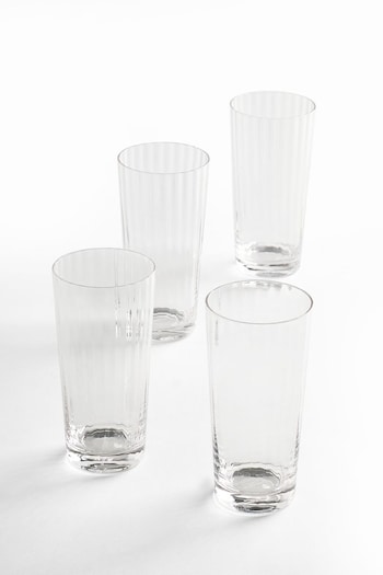 Jasper Conran London Clear Fluted Set of 4 Tall Tumbler Glasses (T60085) | £32