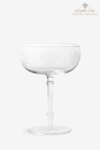 Shabby Chic by Rachel Ashwell® Set of 2 Clear Crown & Feather Embossed Champagne Saucer (T60096) | £28