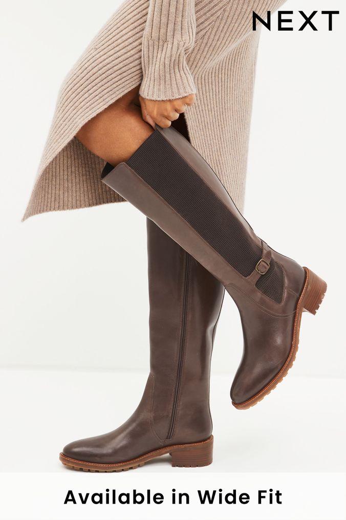 Womens knee high leather boots uk online