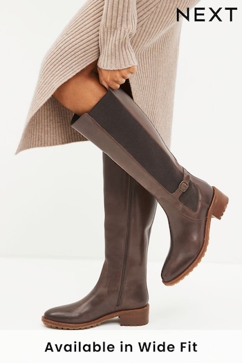 Chocolate Brown Regular/Wide Fit Forever Comfort® Chelsea Knee High around Boots (T60128) | £95