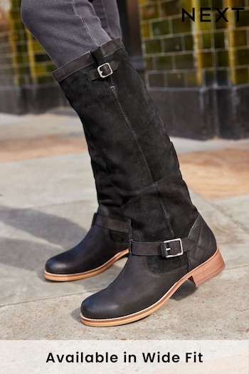 Black Regular/Wide Fit Forever Comfort® Slouch Knee High Boots Bodega (T60130) | £89