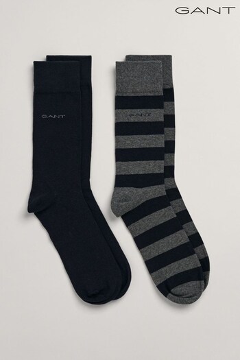 GANT Grey Barstripe and Solid Socks 2-Pack (T60169) | £16